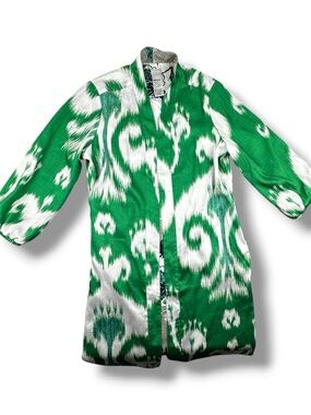 Chico's NWT Reversible Duster Jacket Ikat Tropic Emerald Size 1